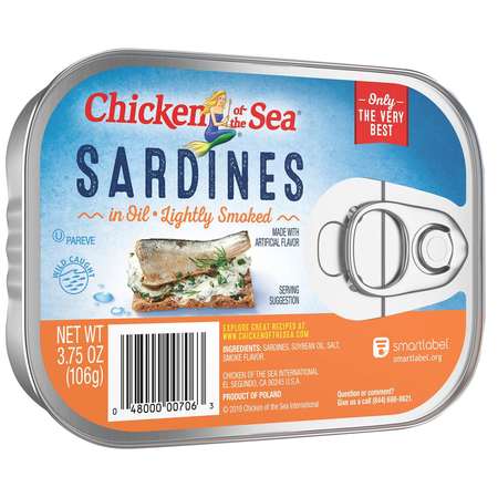 Chicken Of The Sea Chicken Of The Sea Smoked Sardines In Oil 3.75 oz., PK18 00048000187062